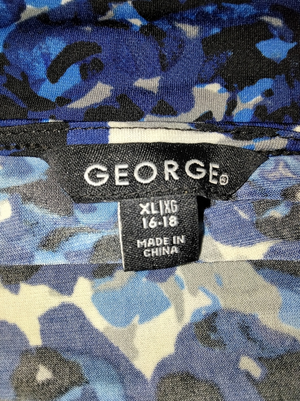 George Blue & Black Floral Wrap-Style Short Sleeve Tee - Picture 3 of 3